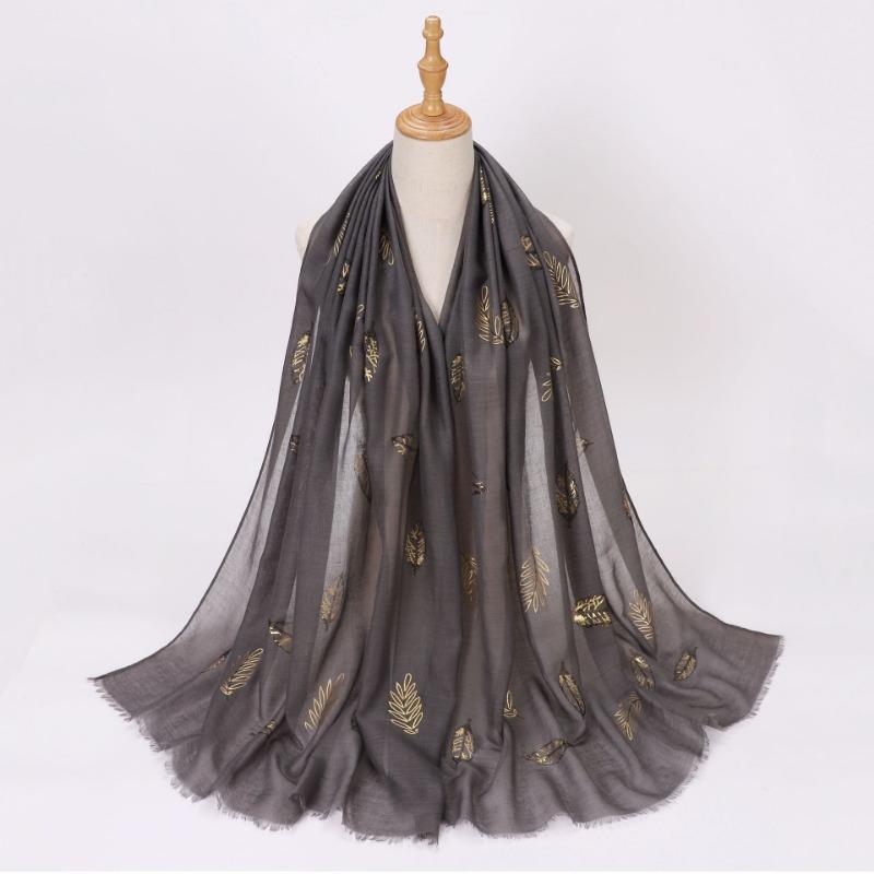 Ethnic Style Gold Foil Printed Scarf Soft Polyester Women S Fashion Scarf