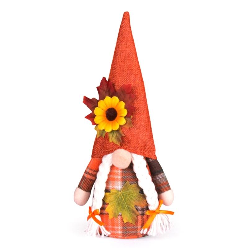 Thanksgiving Gnomes Decoration Plush Sunflower Handmade Tomtes Swedish Gnomes Tomtes Ornaments for Kitchen Tiered Tray