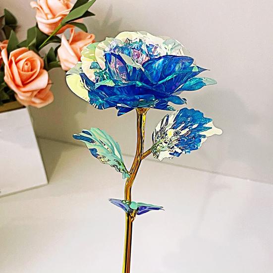 Bunte Künstliche Rose Blume Ewige Regenbogenrose Geschenke mit Lichterkette für Frauen Mädchen Mama Ehefrau Muttertag Valentinstag