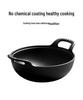 Cast Iron Double Ear Stew & Fry Pan, Non-stick Flat Bottom, Universal for Gas & Induction Cooktops, Large Size.