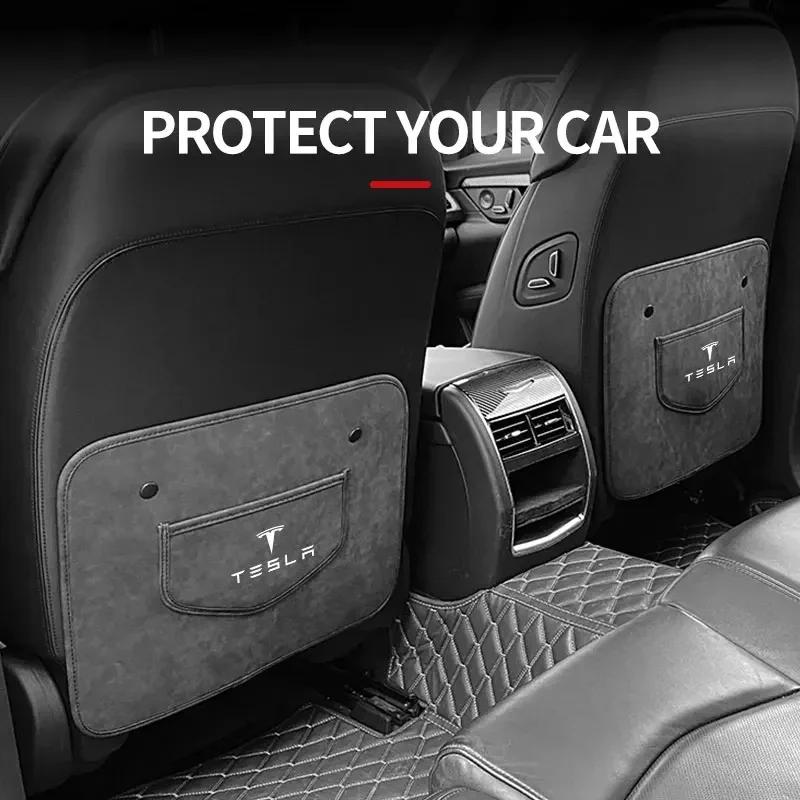 Car Sticker 2025 New Tesla 1Pc Car Seat Backrest Anti-kick Pad Anti- Dirt Scratch Mat Auto Interior Accessories For Tesla 3 X S
