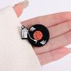 Black Vinyl Cassette Tape Geometric Brooch - Round Music Lapel Pin