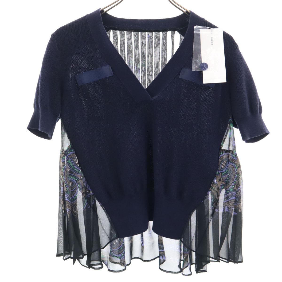

unused Sacai Short sleeve knit 1 Navy system Women Used