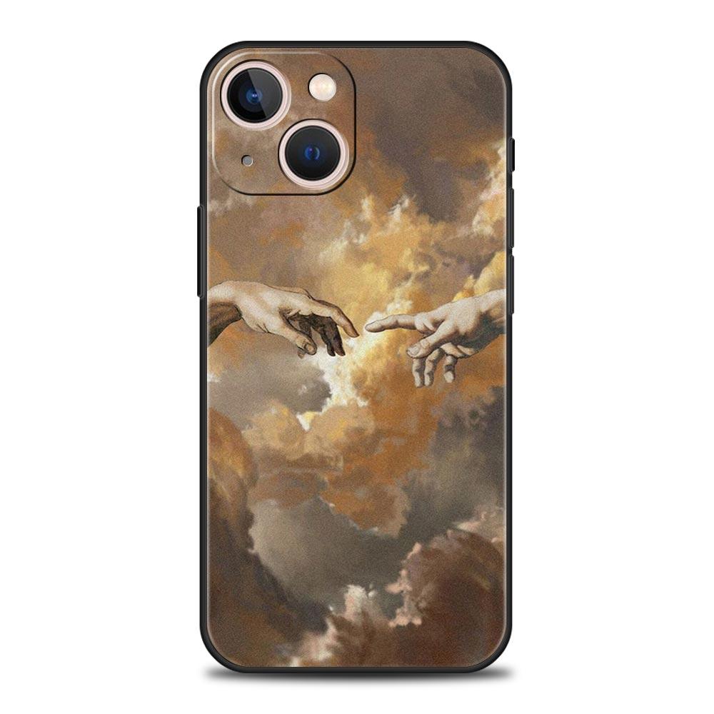 Mona Lisa Van Gogh Oil Painting Art Luxury Phone Case For iPhone 13 15 14 12 11 Pro MAX XR X SE XS 7 8 Plus Soft Black Cover