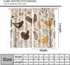 Farm Rooster Hen Floral Curtain Panels, Warm Tone Hand Drawn Chicken Leaf Butterfly Rural Print Drapes for Kitchen Dining Decor