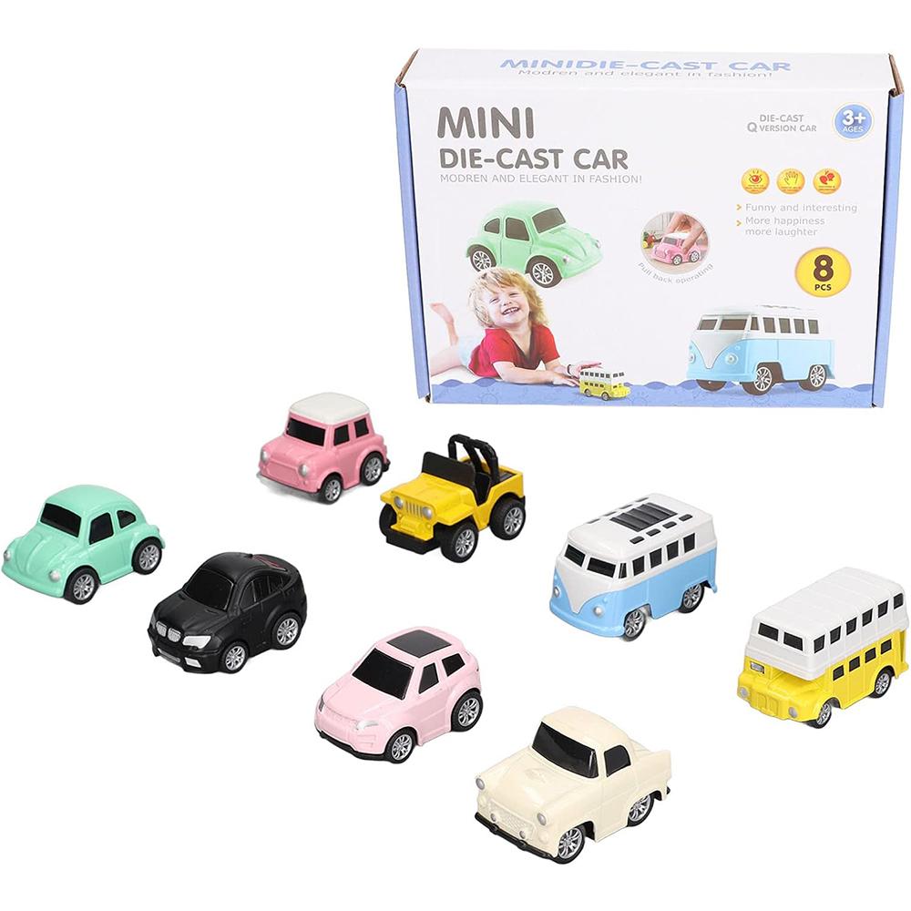 Sada 8 kusů autíček, mikrostrojů, mini autíček odlévaných pod tlakem, sada autíček z lehkých slitin Dárky pro batolata Chlapci Dívky, věk 2 3 4 +