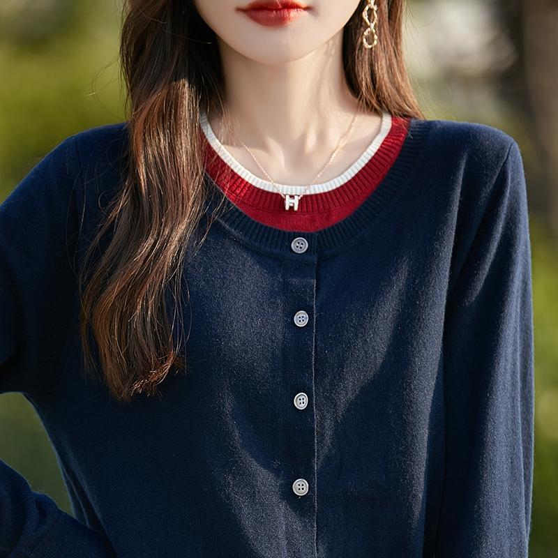 Women's Cashmere Cardigan Qinghe Cashmere 50% Wool 50% Silk Women's Autumn and Winter Cashmere Cardigan Soft and Warm