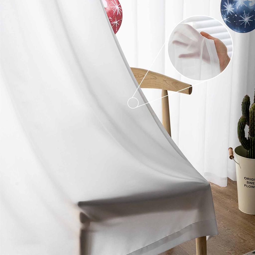 Christmas Ball Snowflakes Poinsettia Sheer Curtains for Living Room Decoration Window Curtains Kitchen Tulle Voile Curtains