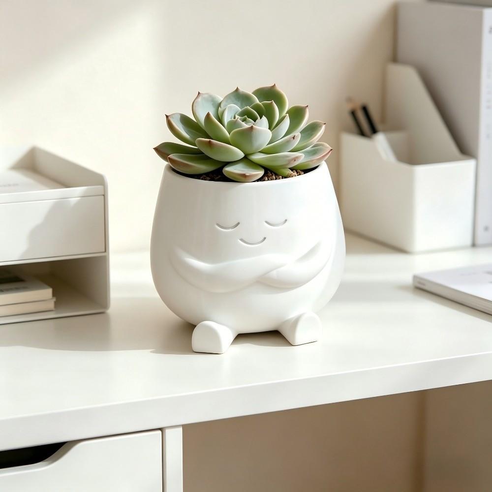 Unique Mini Size Plant Pot Stylish Design Ornaments Flowerpot 3D Printed Holder Head Planter Garden Display