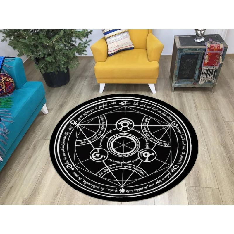 Full Metal Transmutation Round Rug Japanese Anime Manga Kids Room Circle Rug Anime Rug Area Rug FMA Transmutation Popular Rug