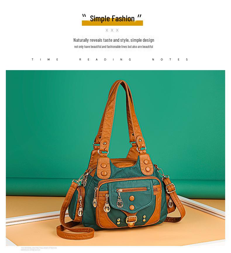 Women's Retro Soft Leather Shoulder Bag - Small Square Crossbody for Middle-aged and Elderly