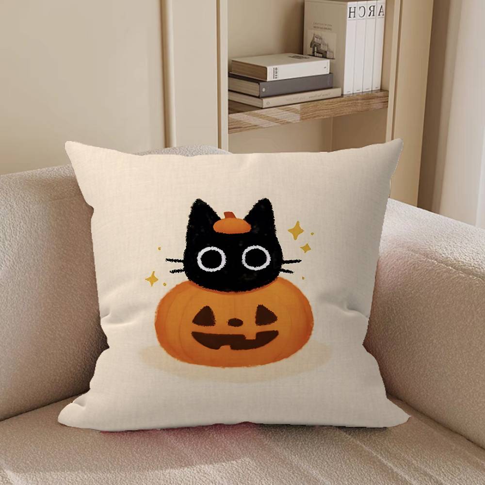PunkS Style Small Cartoon Cute Black Cat Pillow Cushion Cover Pillowcase Living Room Sofa Home Decor Customized