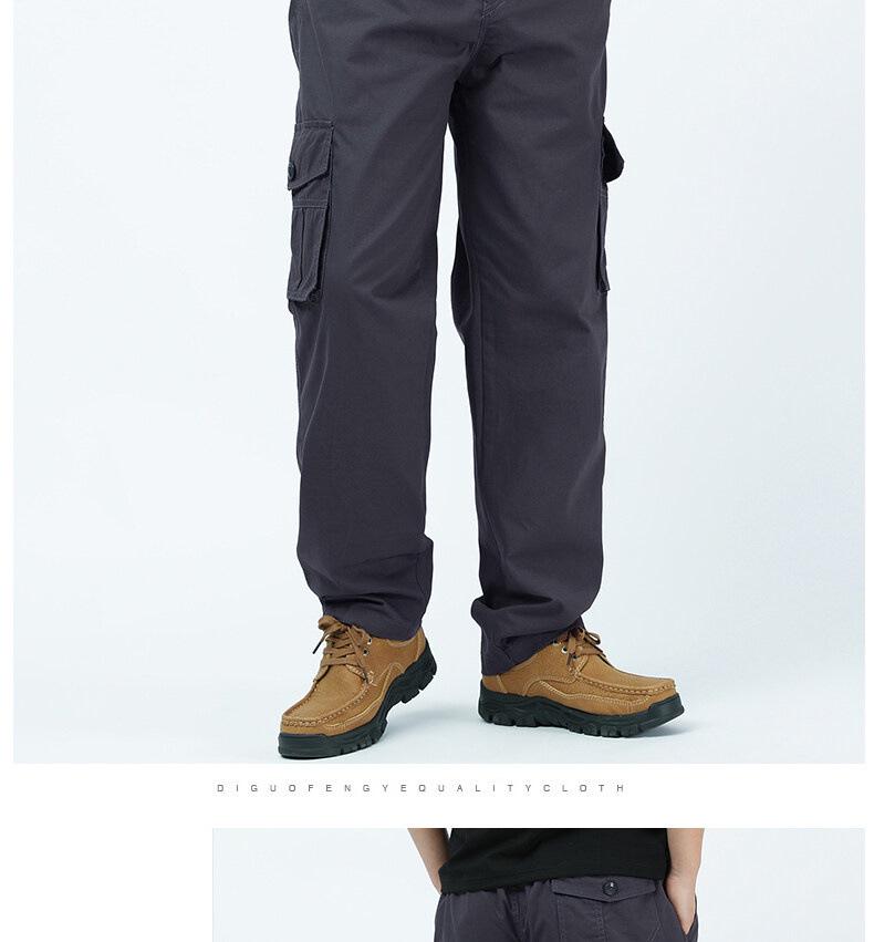 Spring & Autumn Multi-Pocket Loose Fit Casual Pants for Middle-Aged Men