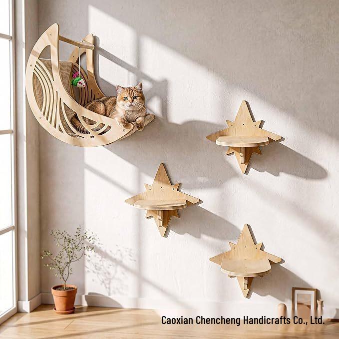 Albero per Gatti in Legno da Parete con Piattaforma e Cuccia Integrata