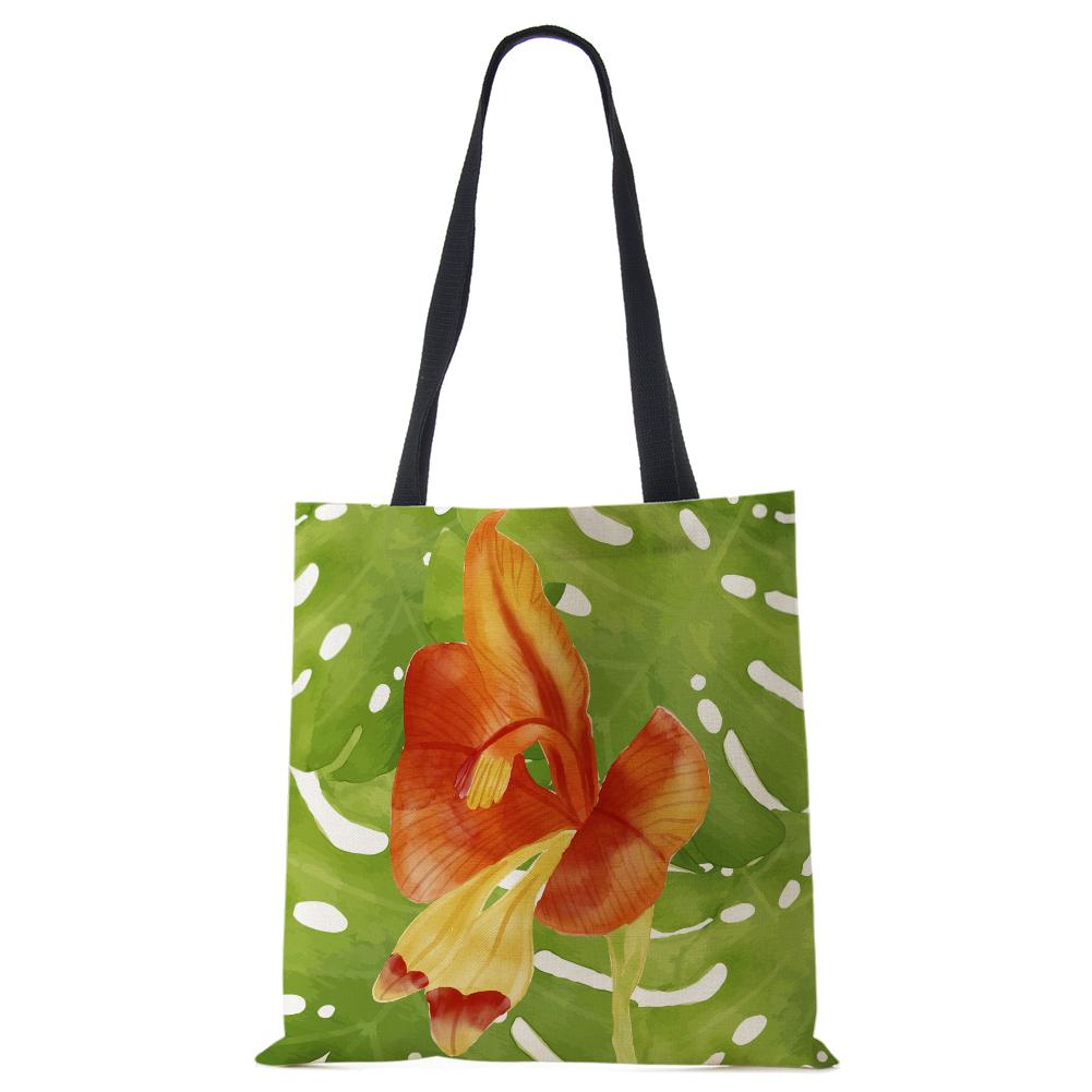 

Женская сумка с цветочным принтом, льняные сумки с принтом, повседневные дорожные пляжные подарочные пакеты