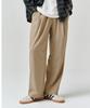 AGOD Single-Pleat Wide Elastic Waist Slacks [Beige]
