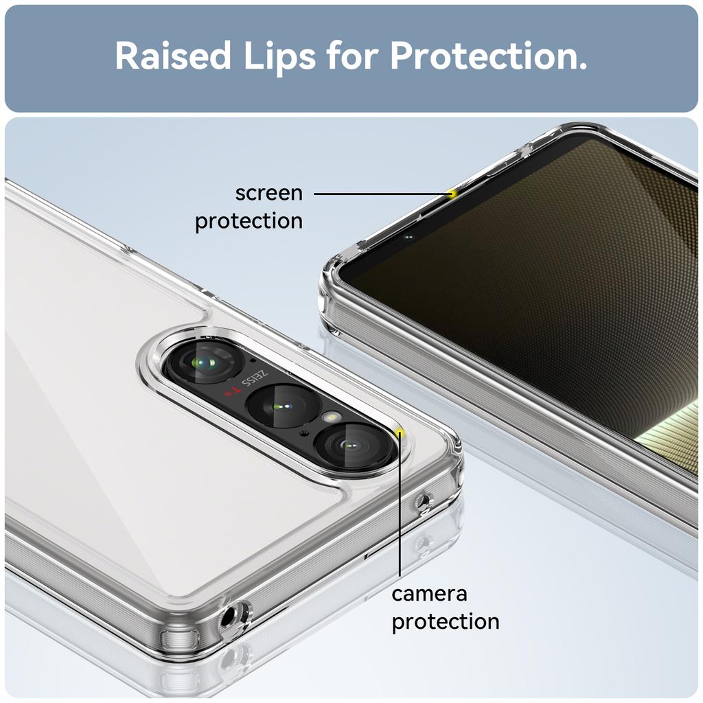 WANLONFENG MF Series for Sony Xperia 1 VI Case TPU+Acrylic Clear Phone Cover with Tempered Glass Film