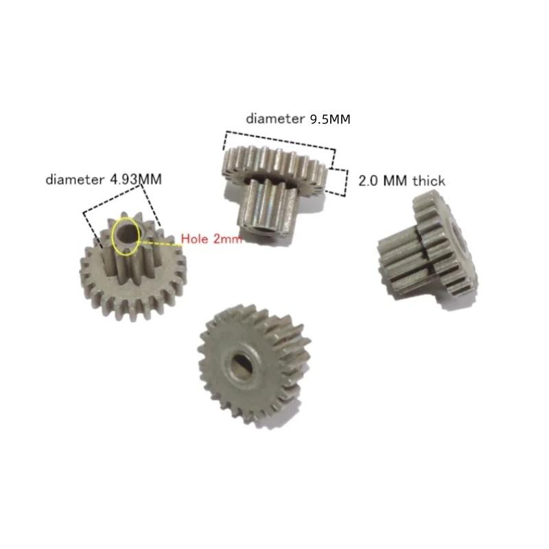 5PCS/LOT 0.4M 10T 22T Gear Motor Duplex Gear Motor Shaft Gear 0.4M 22T + 0.4M 10T 2MM Hole Diameter