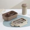 Nordic-Style Stainless Steel Lunch Box with Compartments, Fork, and Spoon - Microwave Safe