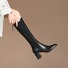 Elastic Skinny Boots Boots Women's 2025 New Winter Coarse Heel Retro Brown Socks High Boots