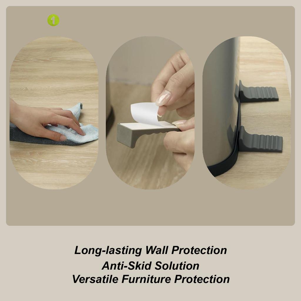 Trash Can Wall Protector Stop Moving Backward Guard 4-Piece Wall Protector Behind Trash Can For Office Home Bathroom Sink Floor