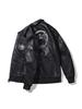 Korean Style Men's Embroidered PU Leather Motorcycle Jacket with Velvet Lining