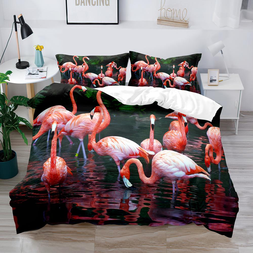 Bird Game Digital Printing Quilt Cover Three-Piece Set