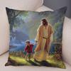 Vintage Jesus Christ Cushion Cover for Sofa Home Decor Colorful Cartoon Christ Savior Pillow Case Soft Plush Pillowcase xcm
