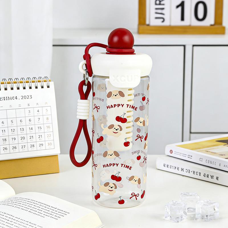 Water bottle high value cartoon float plastic cup large capacity portable ins direct drinking plastic straw water cup tea cup