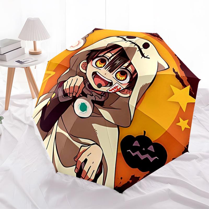 

1pc Halloween Pumpkin Hoodie Umbrella Automatic Opening Folding Design, 8-Bone Iron Frame, Outdoor, Festival Gift for Fans, Travelers, Daily Use.L034