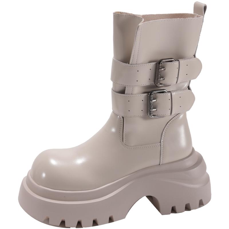 Fashion Winter Design Platform Heel Women Ankle Boots Fashion Slip On Height Increase Shoes Punk Style Short Botas De Mujer