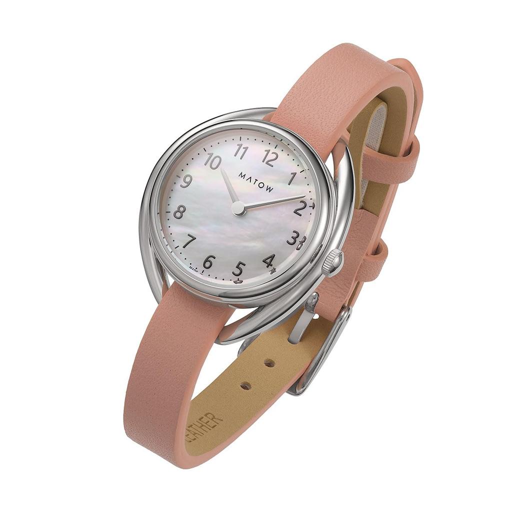 Authorized Dealer Matow Watch Solar Powered Watch MW001001PNKSS White Shell Dial Shiki HARU Round Silver Gomphrena [MATOW] Women's