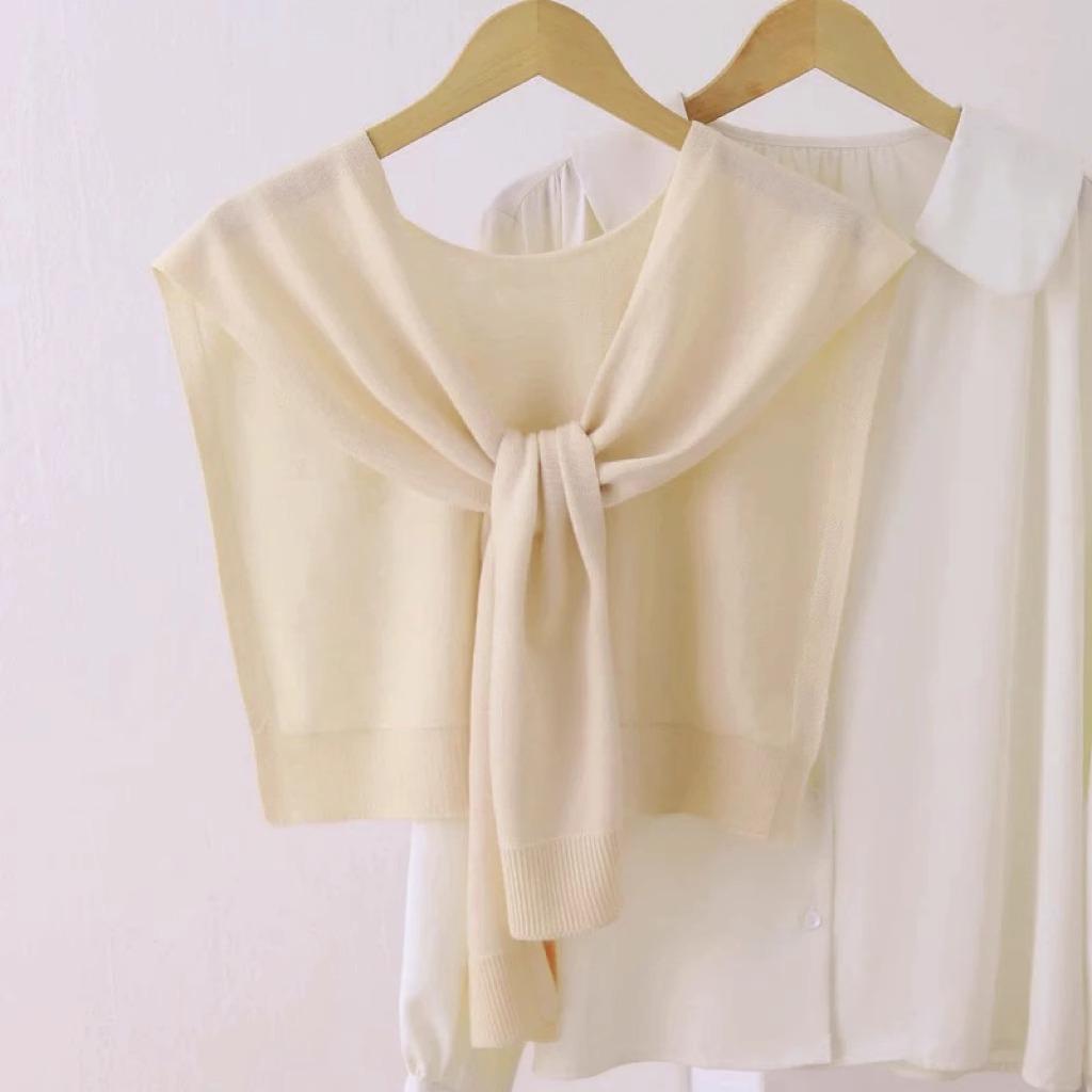 Trendy Korean Style Women's Air-Conditioned Knitted Shawl – Red Sleeveless Vest for All Seasons with Neck Protection