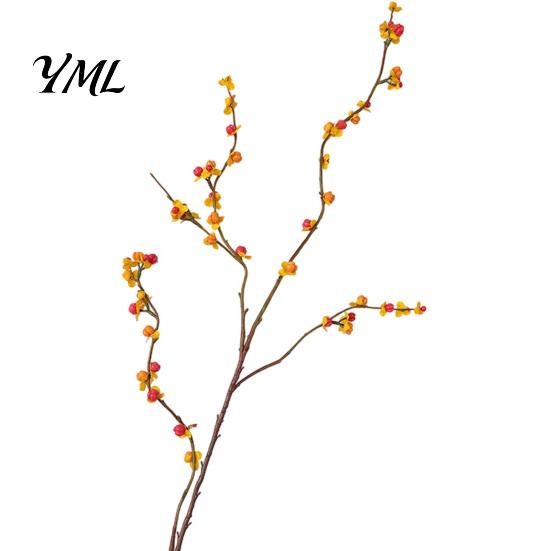 Decorative Gold Green Leaves Long Artificial Bittersweet Branches, Fall Berry Stems for Vase, Faux Plants Flexible Branches Thanksgiving Table