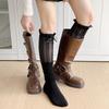 Japanese Cute Bow Lace-Trimmed Calf Sock With Thigh-High Boots Sock Cover For Women