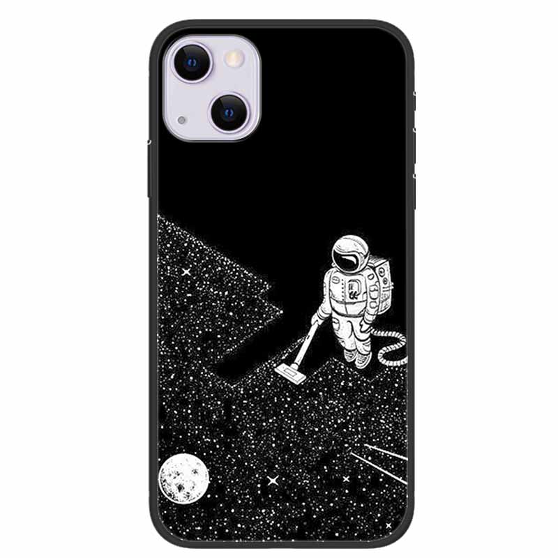 For iPhone 14/14 Plus Case Black Silicone Soft TPU Luxury Flower Animal Back Cover For iPhone 14/14 Plus New Shells for iPhone14