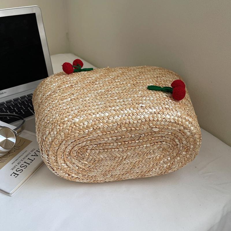 New Woven Women's Bag Handmade Grass Woven Handbag Fashion Embroidery Versatile Shoulder Bag Beach Bag KTB
