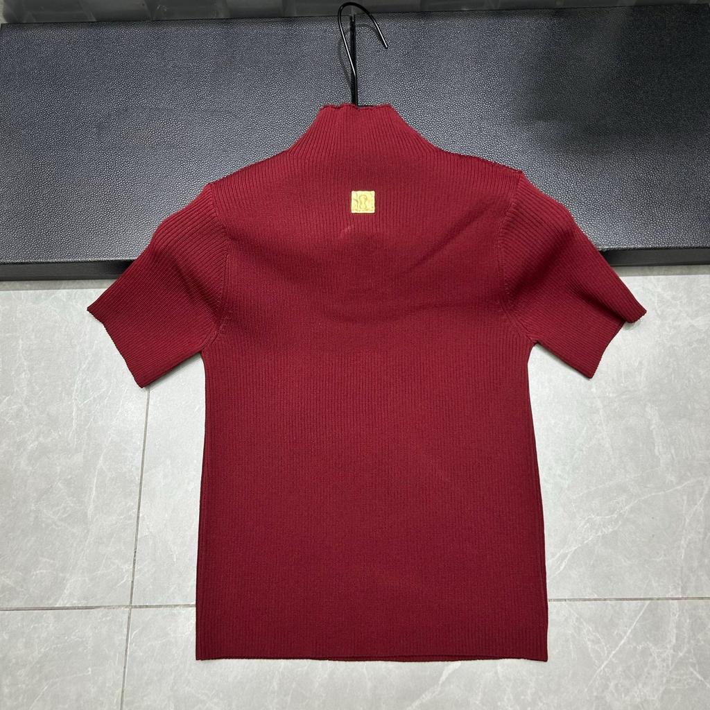 Spring Summer Hollow Out Spliced Metal Buckle T Shirts for Women Turtleneck Short Sleeve Minimalist Slimming T Shirt Female 2026