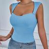 European and American small pit strips slim and thin design sense geometric collar covering meat big halter top