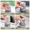 Multifunctional Pressing Cleaning Brush, Soap Dispensing Palm Brush Storage Set, Kitchen Brush with Holder, Multifunctional Pressing Cleaning Brush