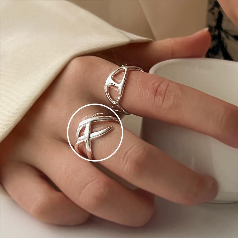 Retro S925 Sterlingsilber Bandring - Damen Anlaufbeständig, Luxuriös, Vielseitiger Offener Ring für den Zeigefinger