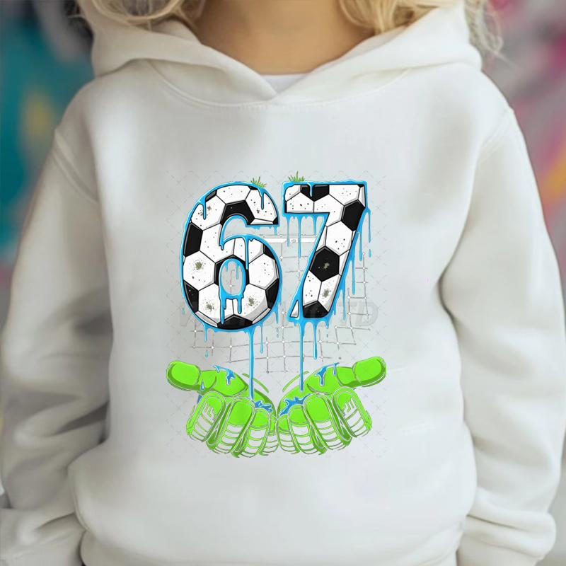 Kids Clothes Funny 6 7 Memes Football Hooded Shirt Six Seven Football Printed Trendy Funny Hoodies