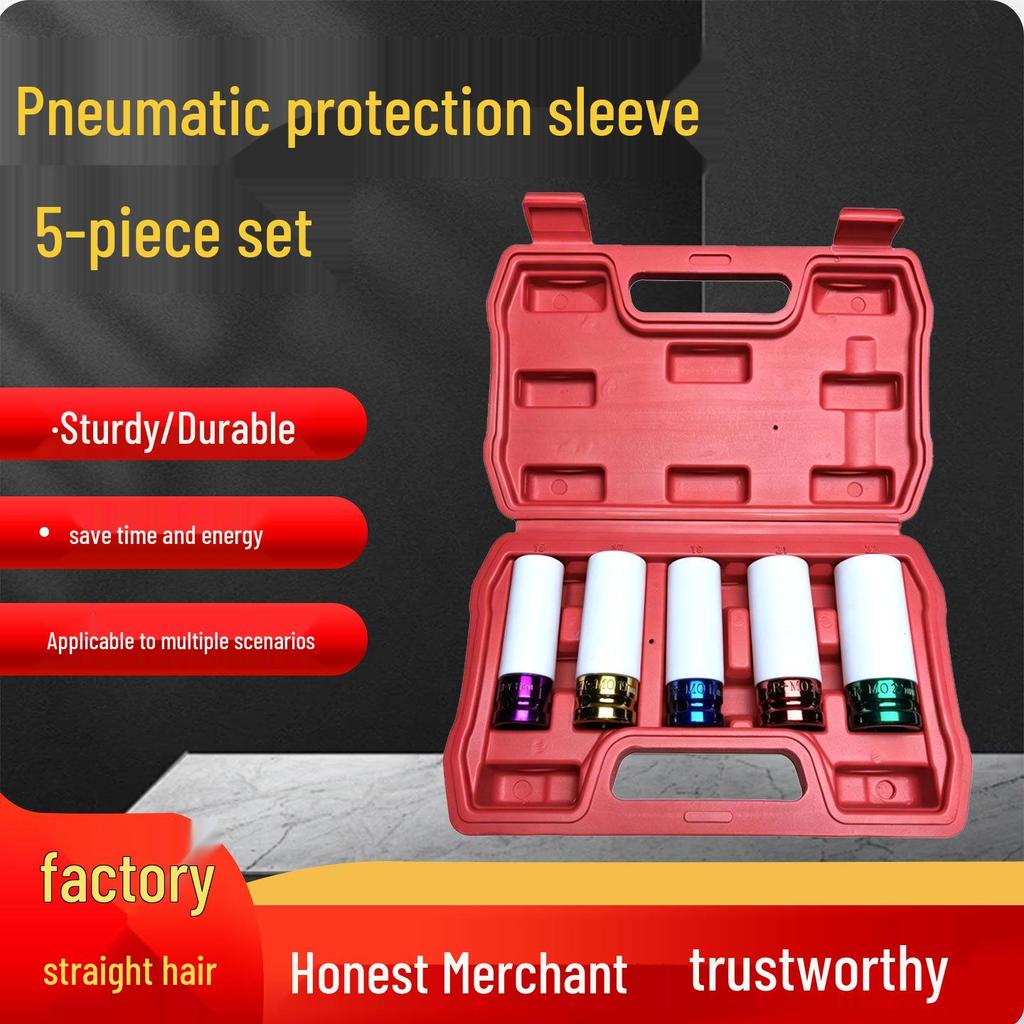 5-Piece Chrome Vanadium Steel Lug Nut Socket Set for Pneumatic Tire Protection & Auto Repair