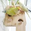 Wooden Bird Foraging Toy with Enrichment Puzzle for Training & Chewing Natural Wood Stand Platform Feeder Cage Decors