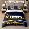 Custom Bedding Set JCB Pattern, Print Name Text 1 Duvet Cover Plus 2 Pillowcases Home Textile