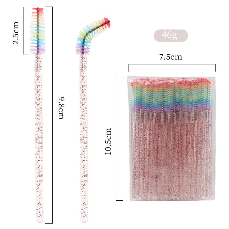 50pcs Disposable Crystal Eyelash Brush Eyebrow Lifting Comb Spoolie Brushes Mascara Wands Applicator Lash Extension Makeup Tool
