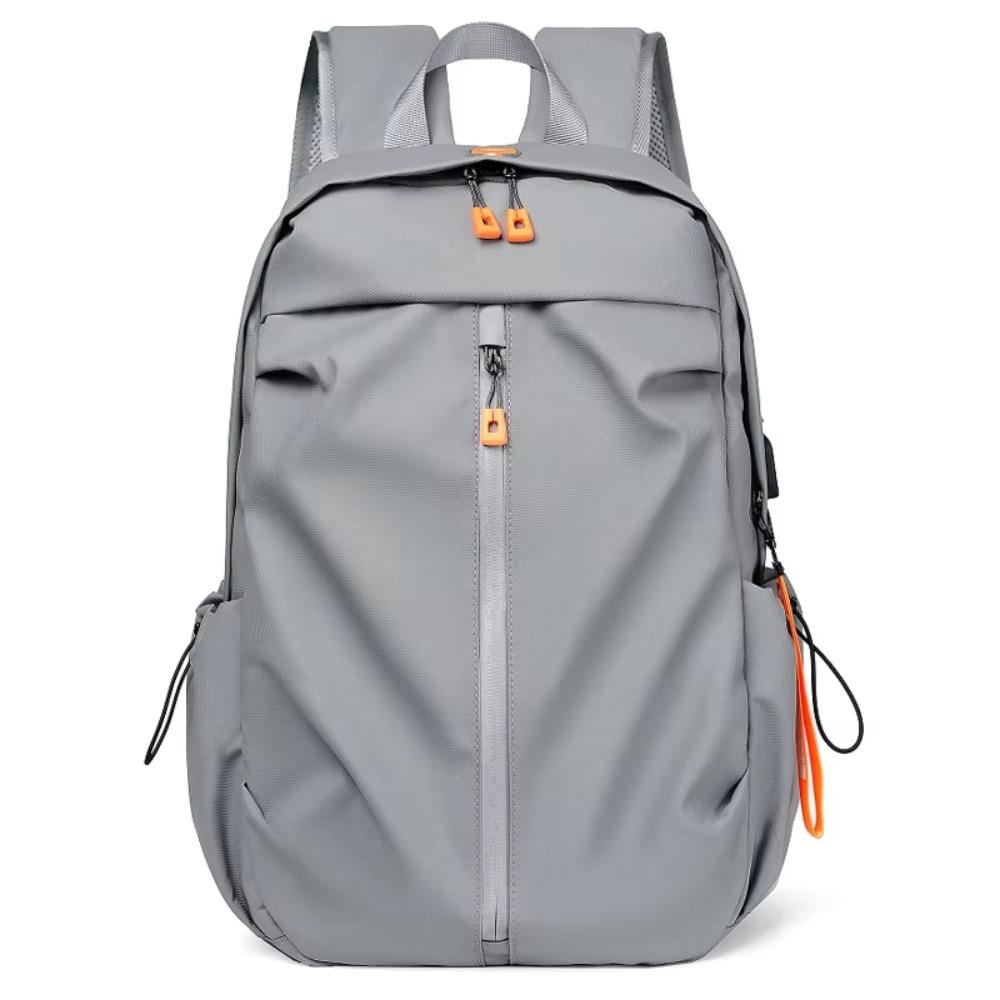 

USB Interface Men s Computer Backpack Anti-splashing Travel Backpack Business Computer Bag Outdoor grey with pendant