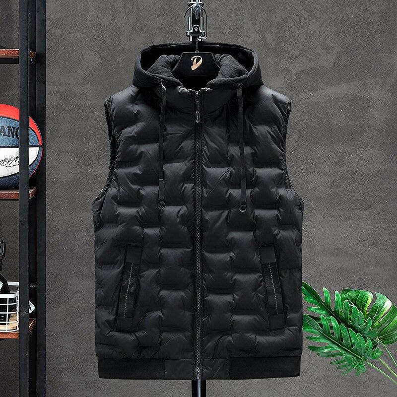 2026Down Vest Men Casual Waistcoat Sleeveless Jackets Men Hooded Vest