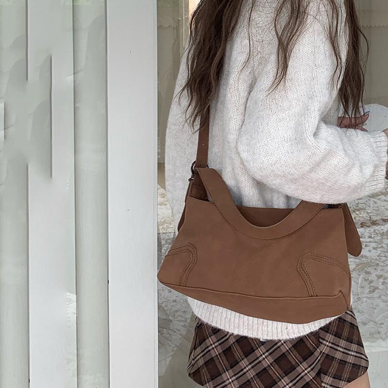 Trendy Design Luxury Suede Leather Retro Soft Leather Girl Motorcycle Underarm Bag Faionable Casual Hobo Bag