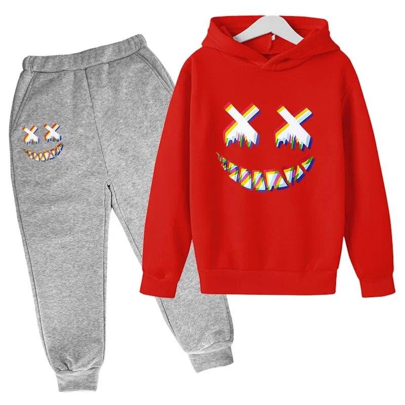 Ensemble 2 Pcs Halloween Pour Enfants Garçons Filles Sweat à Manches Longues Imprimé Squelette Pantalon Vêtements